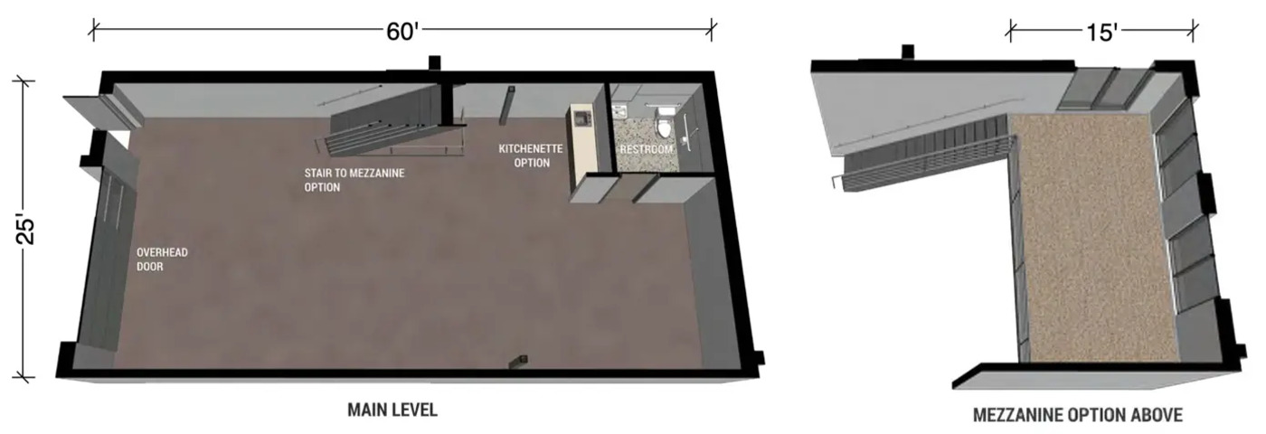 PremierFlex at 2534 floor plan — main level with mezzanine option